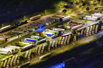 Aerial view, motorway service area Resser Mark, Resse, Gelsenkirchen, Ruhr area, North