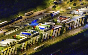 Aerial view, motorway service area Resser Mark, Resse, Gelsenkirchen, Ruhr area, North