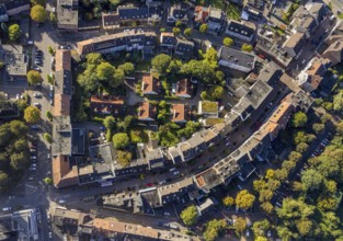 Aerial view, housing estate Margarete-Haferkamp-Straße in a residential courtyard in the district