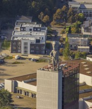 Aerial view, Hercules of Gelsenkirchen sculpture in the Nordstern industrial park on the winding