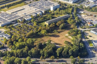 Aerial view, brownfield and industrial area Emscherstrasse with demolition Gafög
