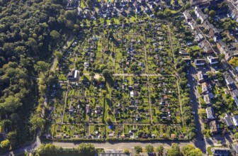 Aerial view, allotment garden association Buer-Erle in the district Erle in Gelsenkirchen, Ruhr