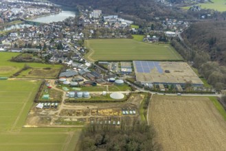 Aerial photograph, Im Brahm Recycling waste disposal company, Kettwig, Essen, Ruhr area, North