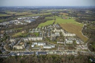 Aerial view, high-rise housing estate Neckarstraße, Kettwig, Essen, Ruhr area, North