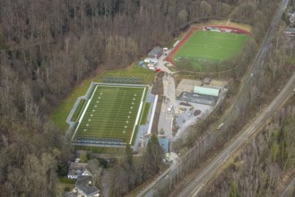 Aerial view, Kettwig Ruhrtalstraße sports ground with American football pitch, Kettwig, Essen, Ruhr