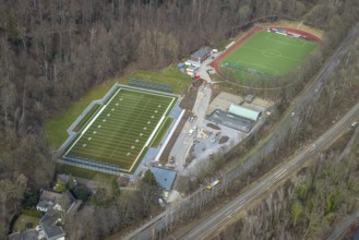 Aerial view, Kettwig Ruhrtalstraße sports ground with American football pitch, Kettwig, Essen, Ruhr