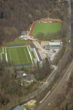 Aerial view, Kettwig Ruhrtalstraße sports ground with American football pitch, Kettwig, Essen, Ruhr