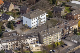 Aerial view, Neue Realschule Kettwig, Kettwig, Essen, Ruhr area, North Rhine-Westphalia, Germany,
