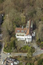 Aerial view, Villa Ruhnau with park, planned demolition, Kettwig, Essen, Ruhr area, North