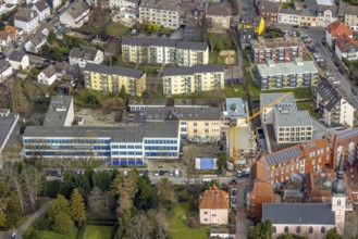 Aerial view, Theodor-Heuss-Gymnasium with construction site, Kettwig, Essen, Ruhr area, North