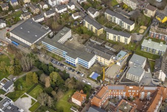 Aerial view, Theodor-Heuss-Gymnasium with construction site, Kettwig, Essen, Ruhr area, North