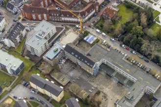 Aerial view, Theodor-Heuss-Gymnasium with construction site, Kettwig, Essen, Ruhr area, North