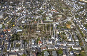 Aerial photograph, cemetery, Kettwig, Essen, Ruhr area, North Rhine-Westphalia, Germany, burial