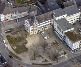 Aerial view, town hall Kettwig, Bürgermeister-Fiedler-Platz, Kettwig, Essen, Ruhr area, North