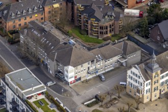 Aerial view, town hall Kettwig, Bürgermeister-Fiedler-Platz, Kettwig, Essen, Ruhr area, North