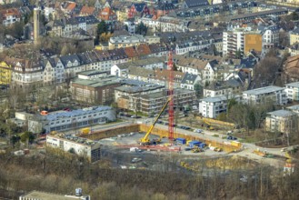 Aerial view, construction site, new building project residential development on the site of the