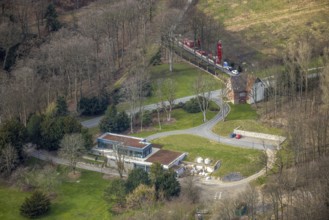 Aerial view, building at Haraldstraße in Kruppwald, Essen-Bredeney, Essen, Ruhr area, North