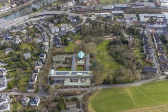 Aerial view, Kardinal-Hengsbach-Haus, Werden, Essen, Ruhr area, North Rhine-Westphalia, Germany,