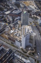 Aerial view, demolition of the Ypsilon-Haus of the RWE headquarters Essen in Huyssenallee, planned