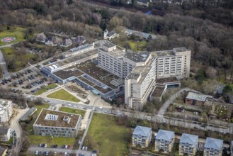 Aerial view, Alfried Krupp Hospital, Essen-Rüttenscheid, Essen, Ruhr area, North Rhine-Westphalia,