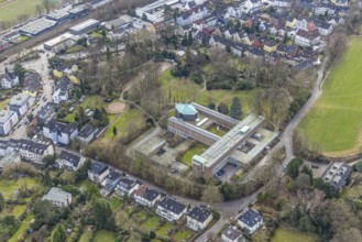 Aerial view, Kardinal-Hengsbach-Haus, Werden, Essen, Ruhr area, North Rhine-Westphalia, Germany,