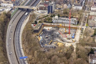 Aerial view, construction site, new building project residential development on the site of the