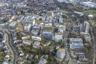Aerial view, University Hospital Essen, construction site at the building Institute Group 1 (IG1),