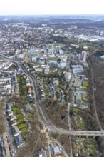 Aerial view, University Hospital Essen, construction site at the building Institute Group 1 (IG1),