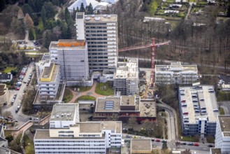 Aerial view, University Hospital Essen, construction site at the building Institute Group 1 (IG1),