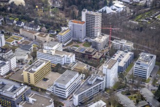Aerial view, University Hospital Essen, construction site at the building Institute Group 1 (IG1),