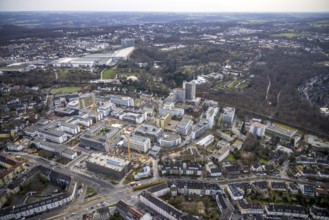 Aerial view, University Hospital Essen, construction site at the building Institute Group 1 (IG1),
