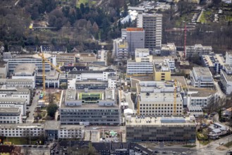 Aerial view, University Hospital Essen, medical centre, construction site, Essen-Holsterhausen,