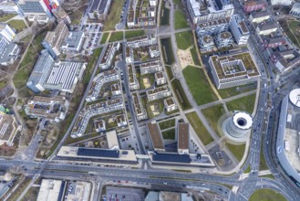 Aerial view, Funke Mediengruppe headquarters, Jakob-Funke-Platz 1, Green Centre Essen, Westviertel,