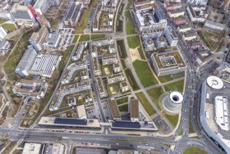 Aerial view, Funke Mediengruppe headquarters, Jakob-Funke-Platz 1, Green Centre Essen, Westviertel,