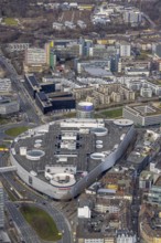 Aerial view, shopping centre at Limbecker Platz, Funke Mediengruppe headquarters, city centre,