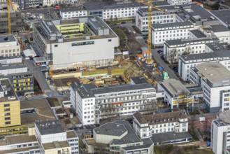 Aerial view, University Hospital Essen, medical centre, construction site, Essen-Holsterhausen,