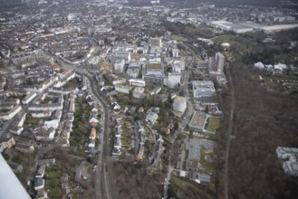 Aerial view, University Hospital Essen, construction site at the building Institute Group 1 (IG1),