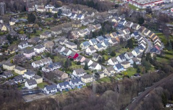 Aerial view, residential estate Rüggenkamp, Honigmannstraße, Essen-Stoppenberg, Essen, Ruhr area,