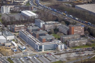 Aerial view, Technology Park Essen TPE on the A40 motorway, TÜV Informationstechnik GmbH group of