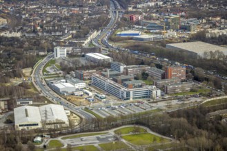 Aerial view, Technology Park Essen TPE on the A40 motorway, TÜV Informationstechnik GmbH group of