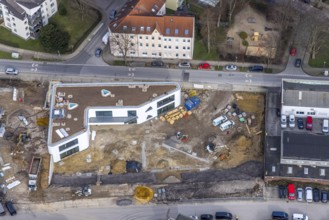Aerial view, new construction site Eckenbergstraße, Essen-Kray, Essen, Ruhr area, North