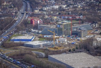 Aerial view, new construction ALDI-Nord Campus, Eckenbergstraße / Am Luftschacht, Essen-Kray,