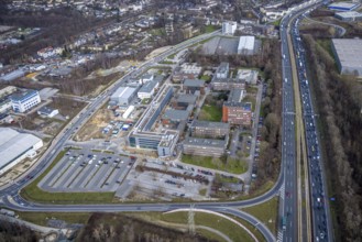 Aerial view, Technology Park Essen TPE on the A40 motorway, TÜV Informationstechnik GmbH group of