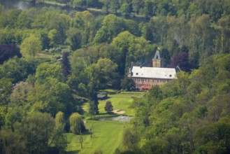 Aerial view, Haus Oefte, Essener Golfclub, Kettwig, Essen, Ruhr area, North Rhine-Westphalia,