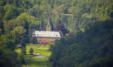 Aerial view, Haus Oefte, Essener Golfclub, Kettwig, Essen, Ruhr area, North Rhine-Westphalia,