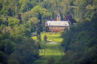 Aerial view, Haus Oefte, Essener Golfclub, Kettwig, Essen, Ruhr area, North Rhine-Westphalia,