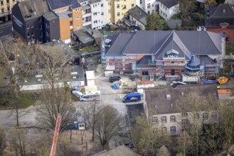 Aerial view, renovation of gymnasium Schule Im Steeler Rott, Buschstraße, Essen-Steele, Essen, Ruhr