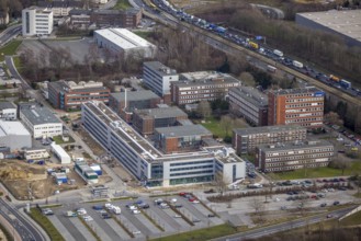 Aerial view, Technology Park Essen TPE on the A40 motorway, TÜV Informationstechnik GmbH group of