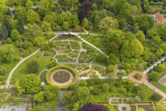 Aerial view, Grugapark, Botanical Garden of the University of Duisburg / Essen, Javelin in the