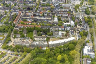 Aerial view, RüBogen construction site and new construction residential buildings in Gummertstraße,